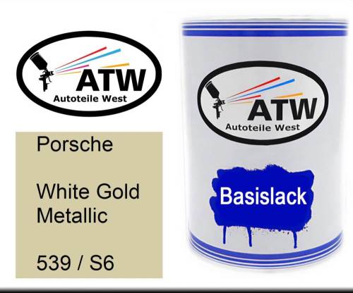 Porsche, White Gold Metallic, 539 / S6: 500ml Lackdose, von ATW Autoteile West.